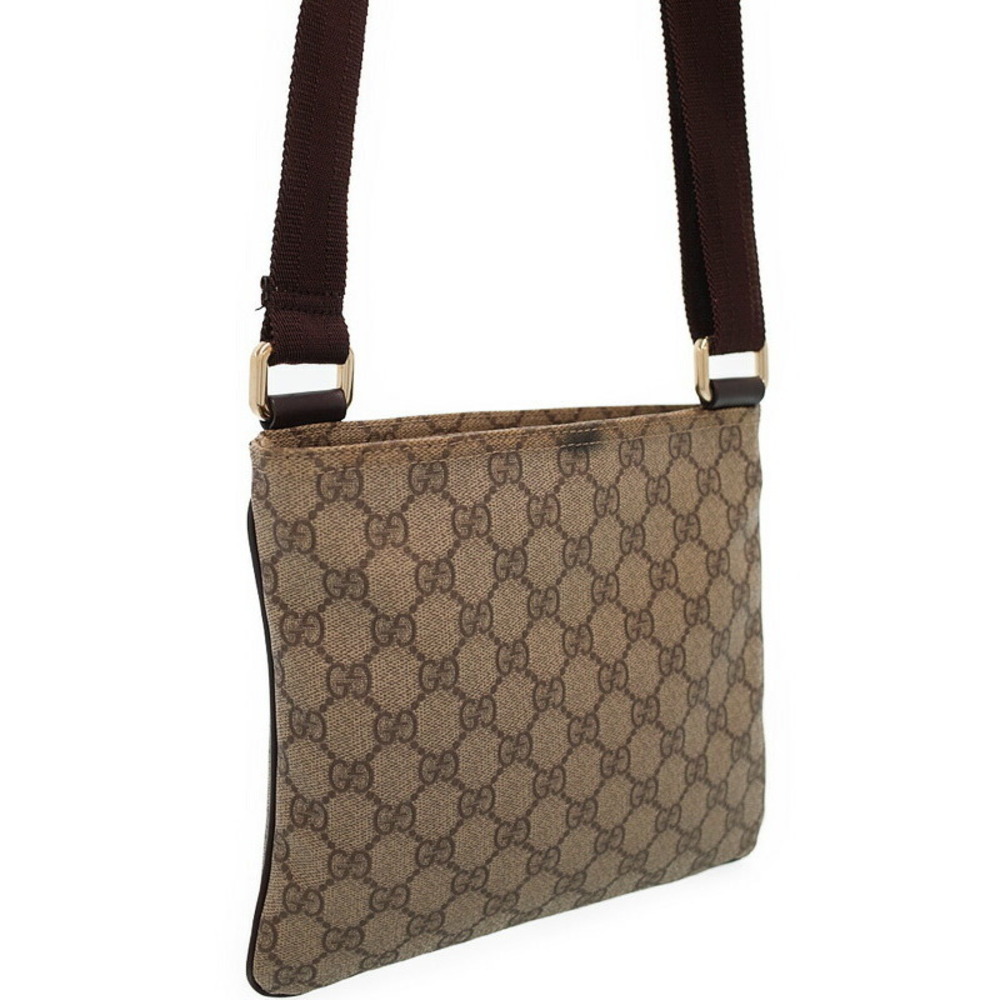 Gucci GG Messenger Brown Monogram Bag Crossbody Flat Plus